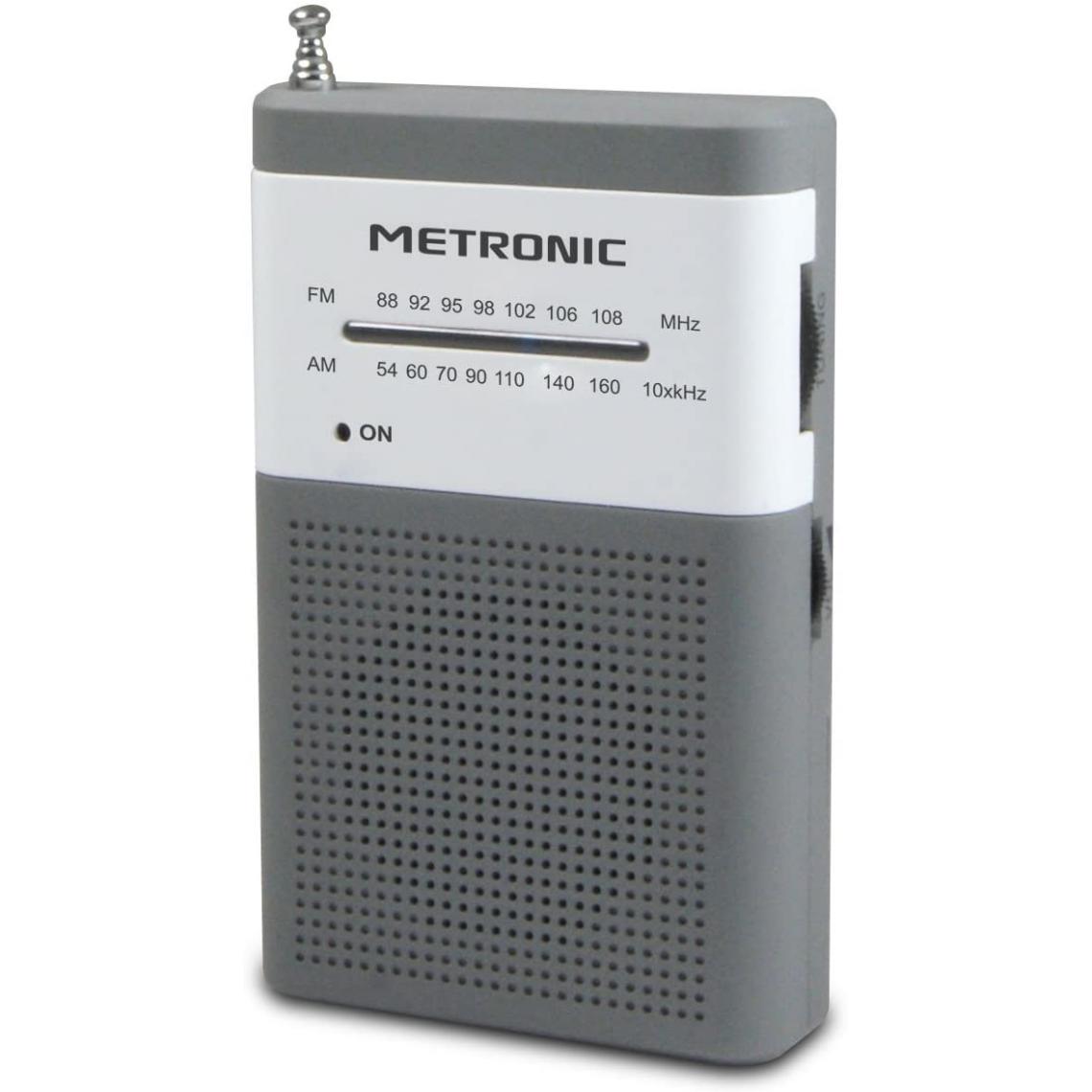 Metronic - radio Portable FM de Poche blanc gris - Radio