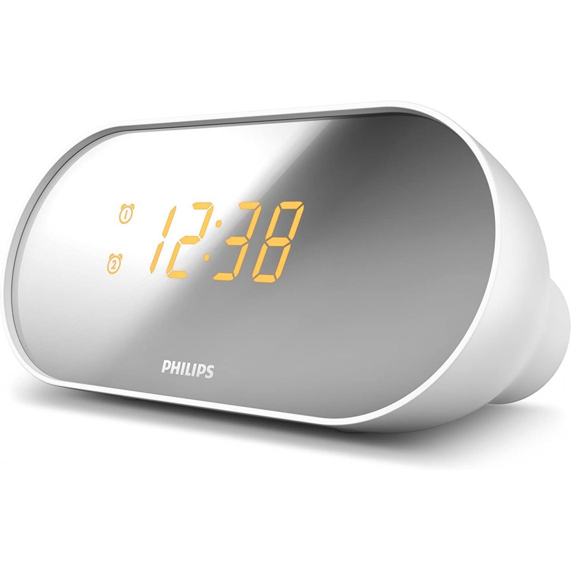 Philips - radio réveil FM avec double alarme gris blanc - Radio