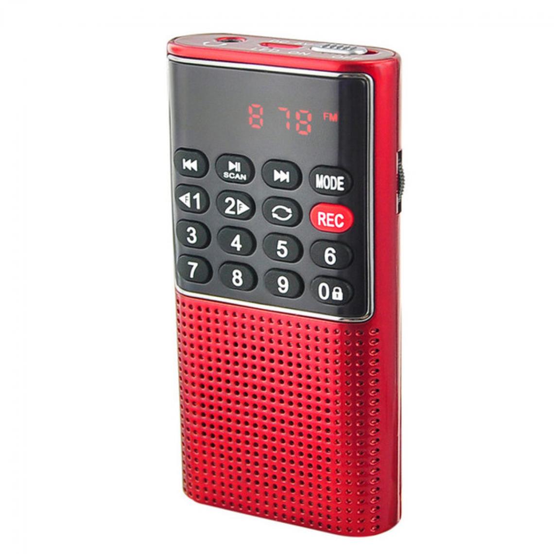 Universal - Radio portable portable numérique FM USB TF lecteur MP3 récepteur radio DC 5V 0.5A haut-parleur avec magnétophone(Rouge) - Radio