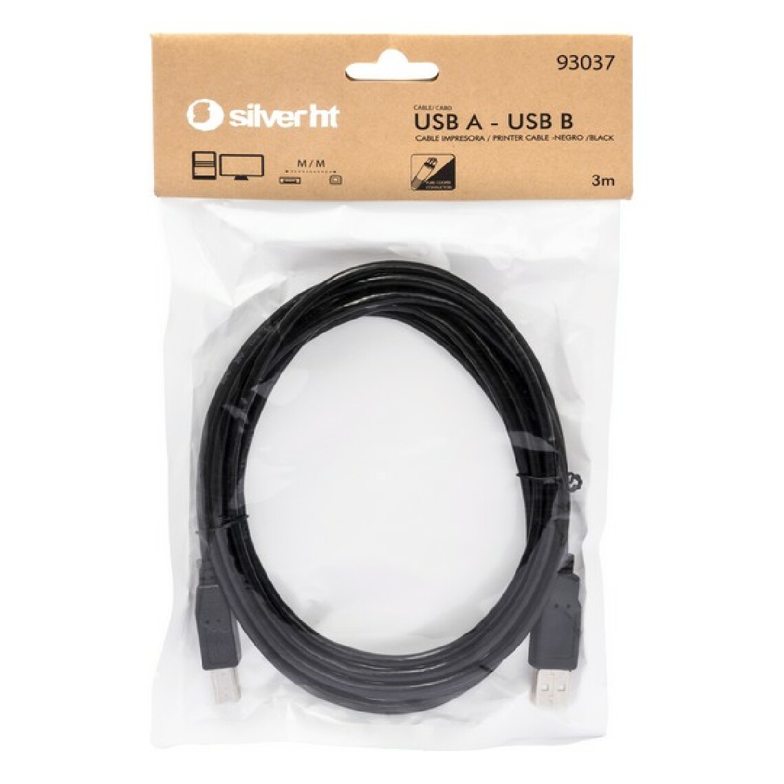 Uknow - Câble USB 2.0 A vers USB B Silver Electronics 93037 3 m Noir - Câble antenne