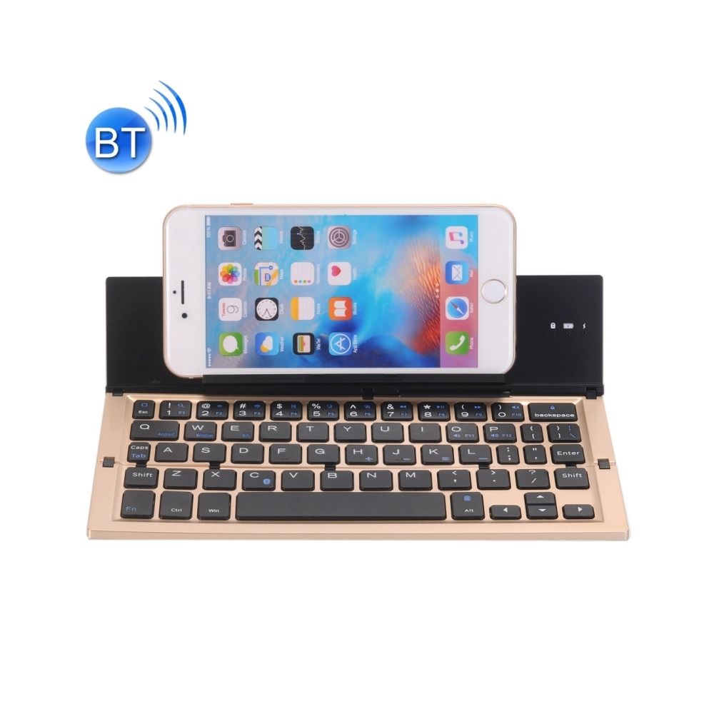 Wewoo - GK608 Clavier Bluetooth V3.0 pliable ultra-mince, support intégré, prise en charge des systèmes Android / iOS / Windows (Or) - Clavier