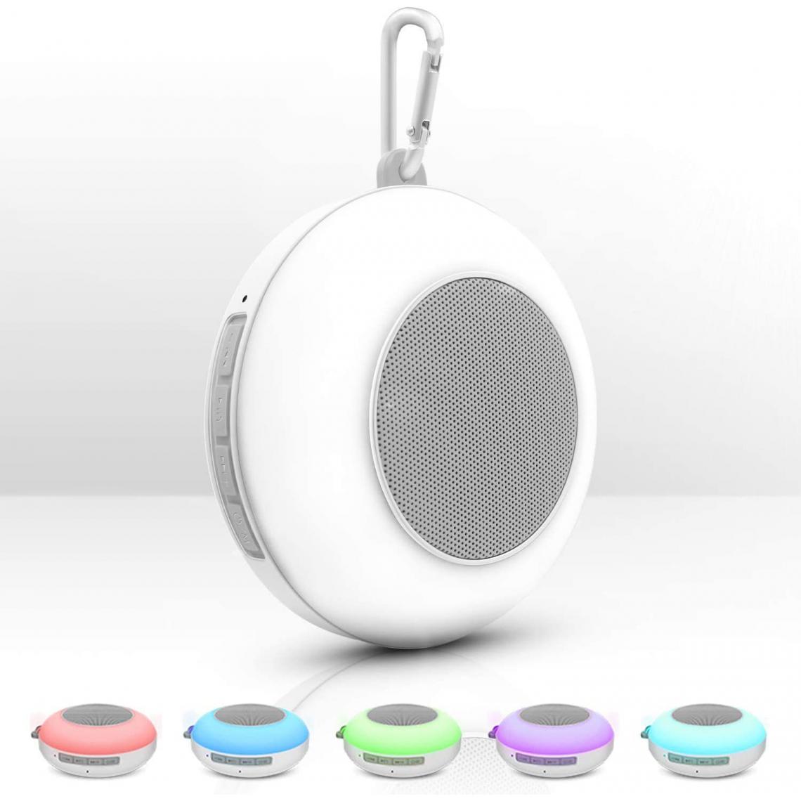 Chrono - Haut-parleur Bluetooth portable, haut-parleur sans fil étanche IPX5 avec éclairage LED, basses stéréo améliorées, prise en charge de TF / Aux, pour le cyclisme en plein air(Blanc) - Enceintes Hifi