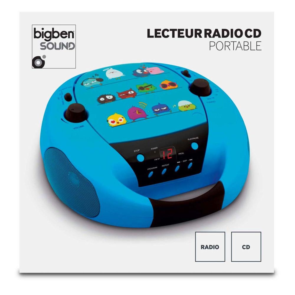 Bigben Interactive - Lecteur radio cd portable bleu noir décor oizo - Chaînes Hifi