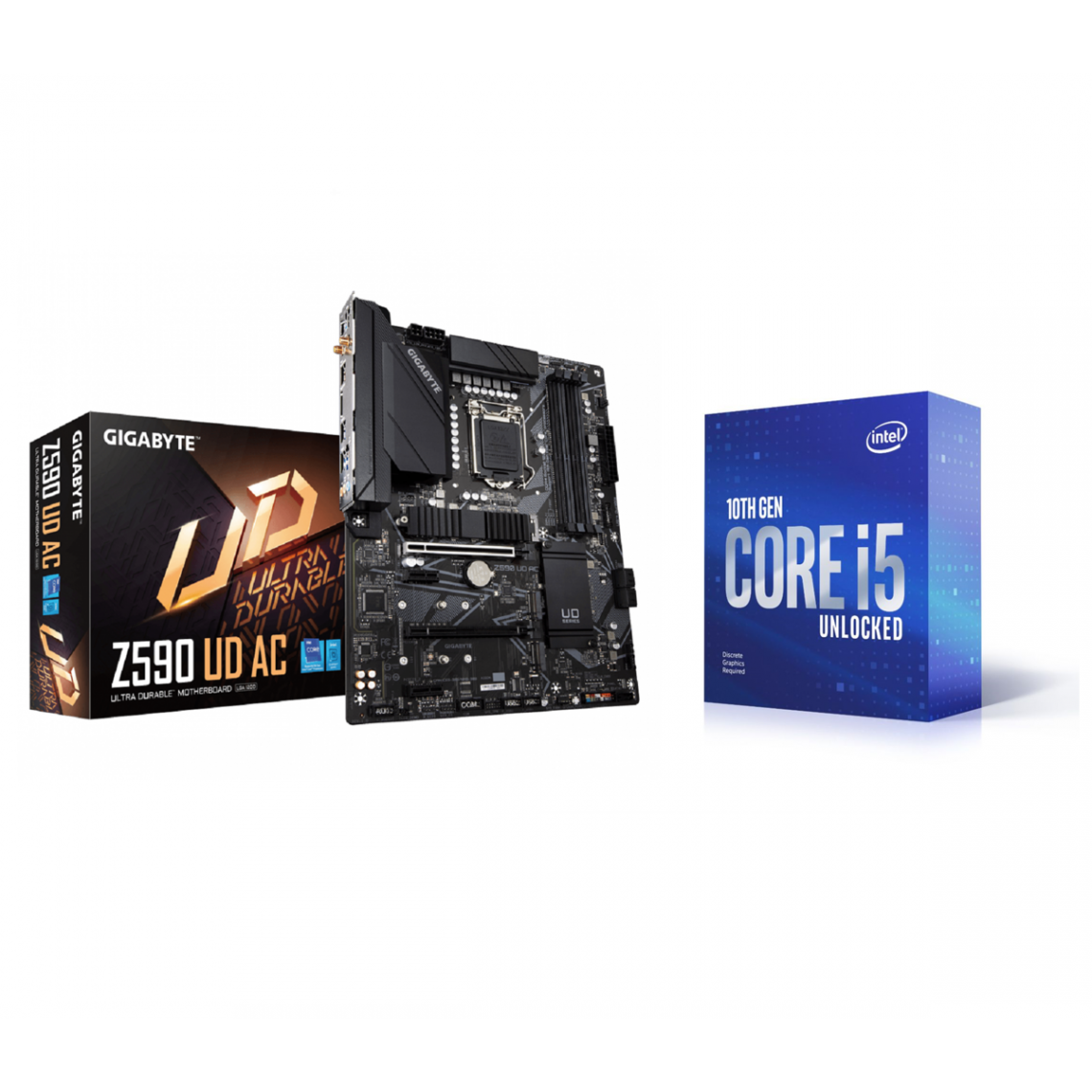 Intel - Core i5-10400F - 2.9/4.3 GHz + Z590 UD AC - Packs Processeur, Carte mère et Mémoire