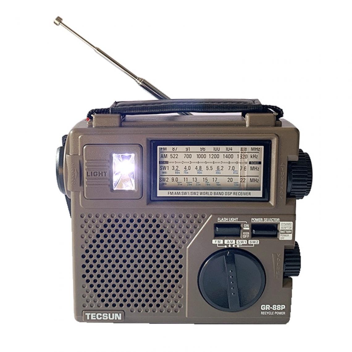 Universal - Récepteurs de radio numériques, radiogénérateurs optiques d'urgence, radios, haut-parleurs intégrés, puissance manuelle, puissance manuelle(brun) - Radio