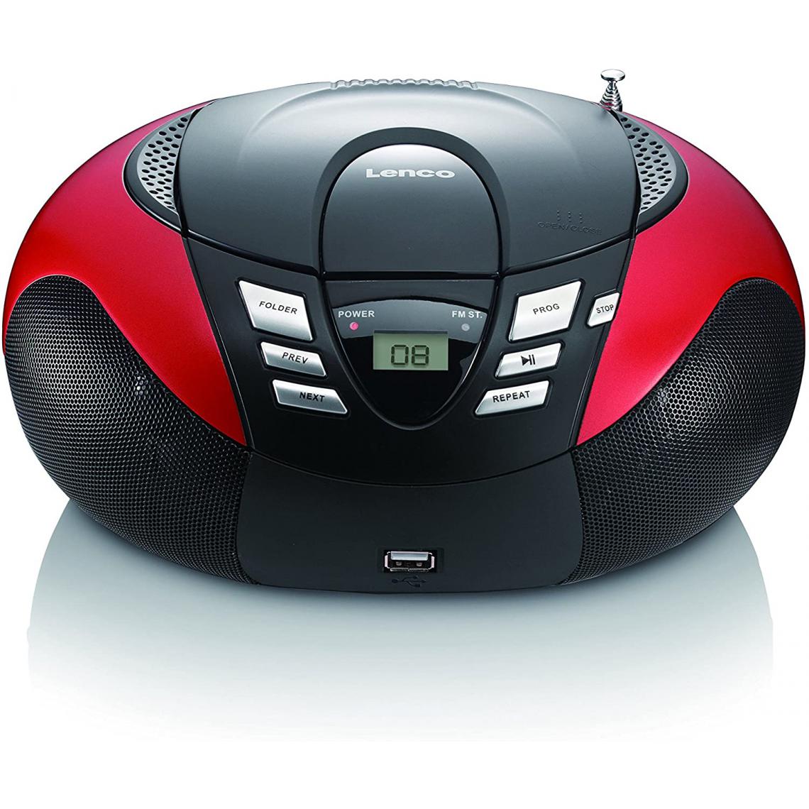 Lenco - mini chaine hifi stéréo FM CD MP3 USB rouge noir - Chaînes Hifi