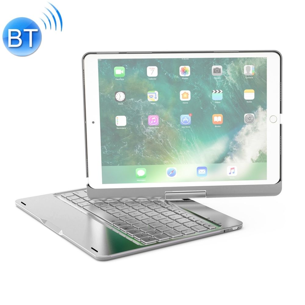Wewoo - F360 pour iPad Pro 10,5 pouces et iPad Air 10,5 pouces rotatif rétro-éclairage coloré version ordinateur portable en alliage d'aluminium Bluetooth clavier housse de protection argent - Clavier