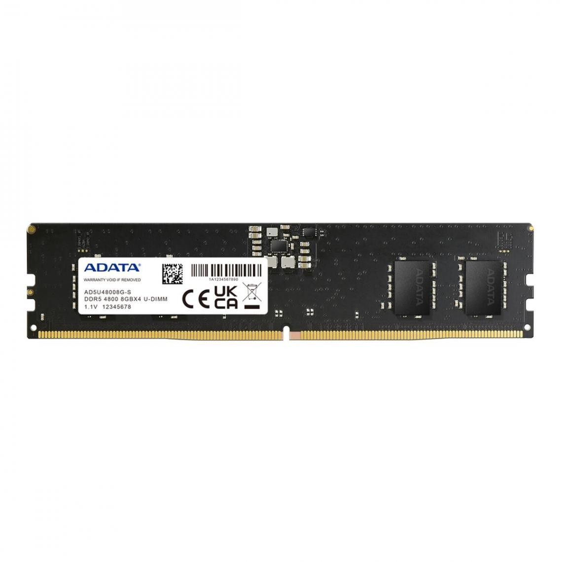 Adata - Barrette mémoire ADATA DDR5-4800 U-DIMM x1 - RAM PC Fixe
