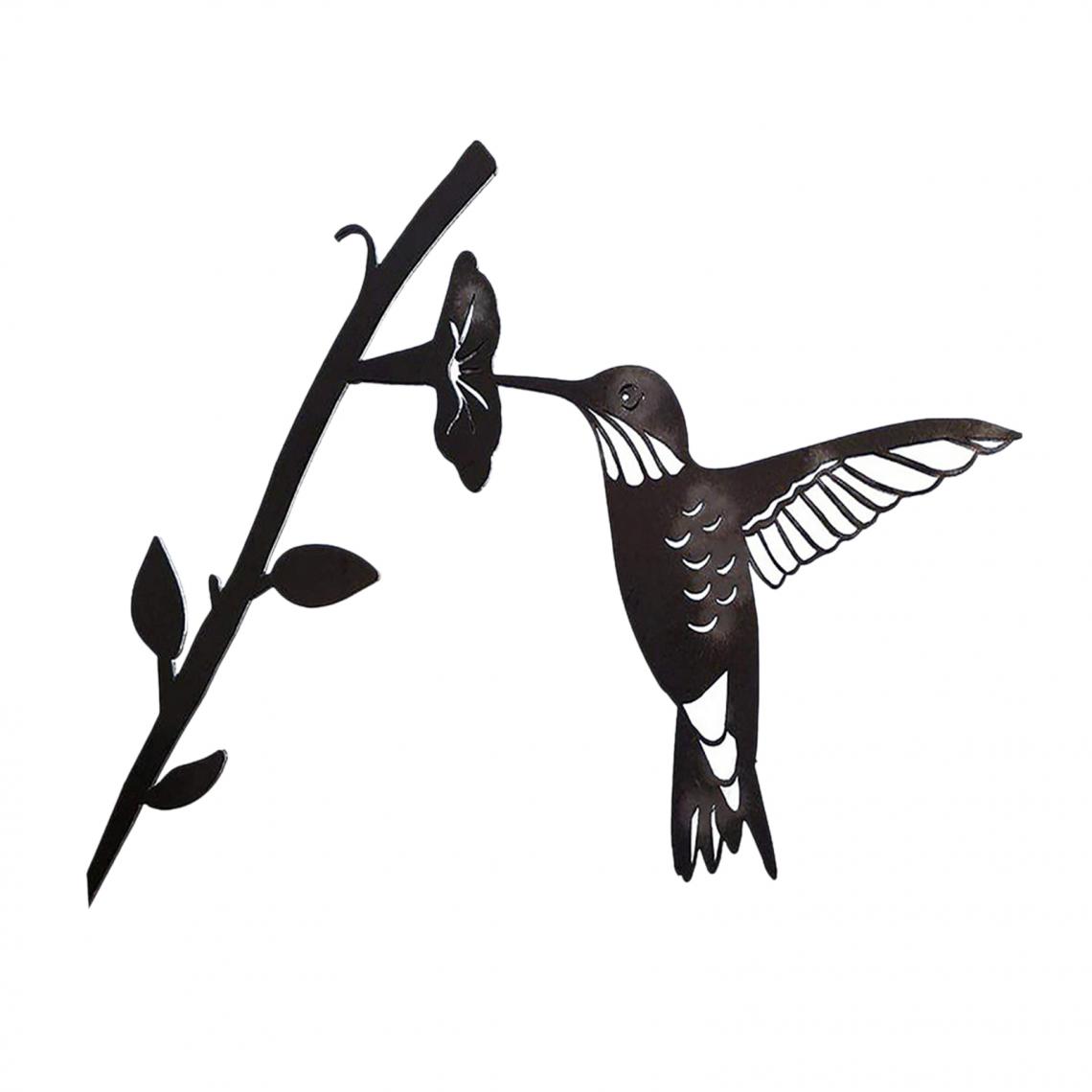 marque generique - Silhouette D'oiseau Animaux En Acier Rustique Sur Branche D'arbre Ornements De Jardin Art A - Petite déco d'exterieur