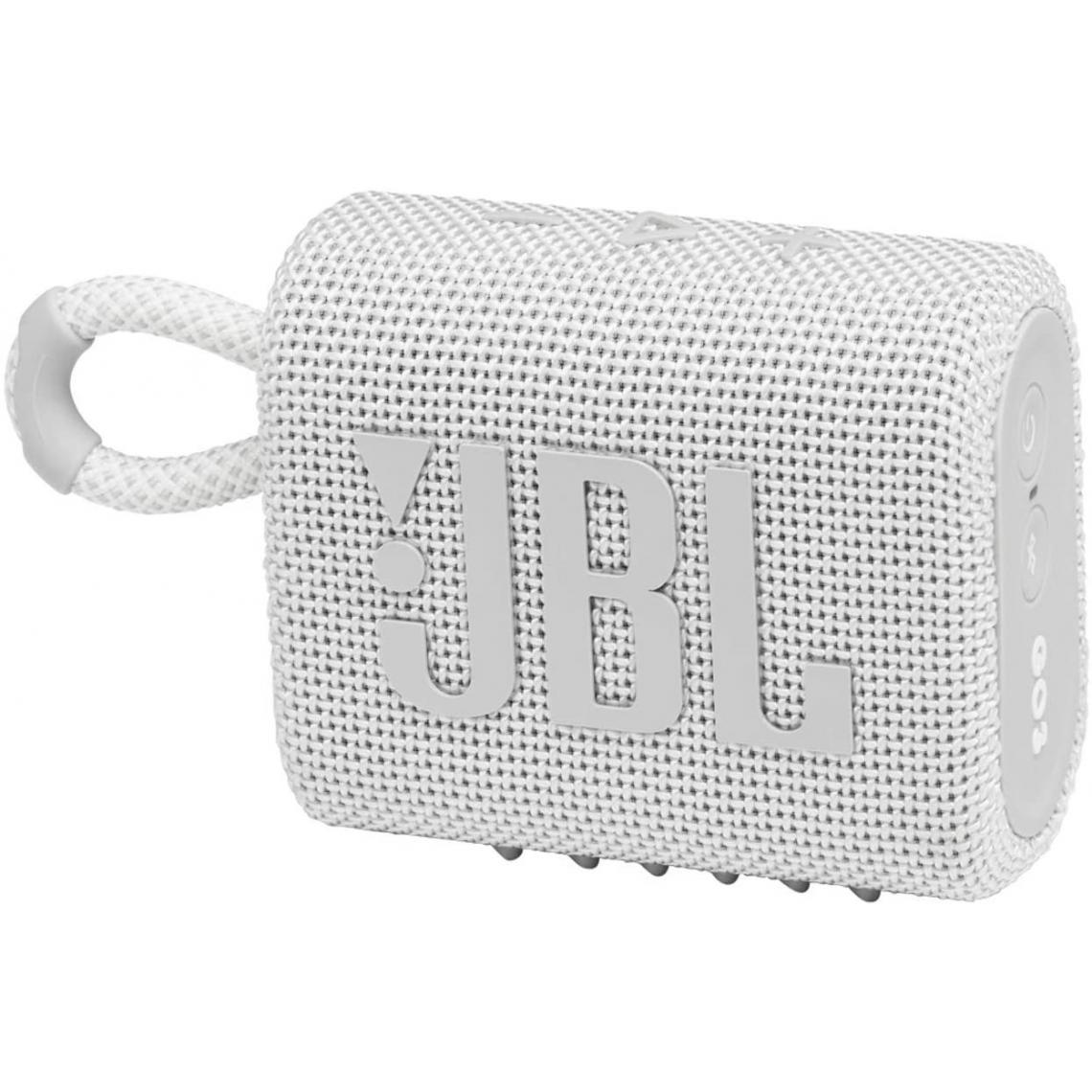 Chrono - JBL GO 3 – Enceinte Bluetooth portable et légère, aux basses intenses et au style audacieux – Étanche à l’eau et à la poussière – Autonomie 5 hrs,Blanc - Enceintes Hifi