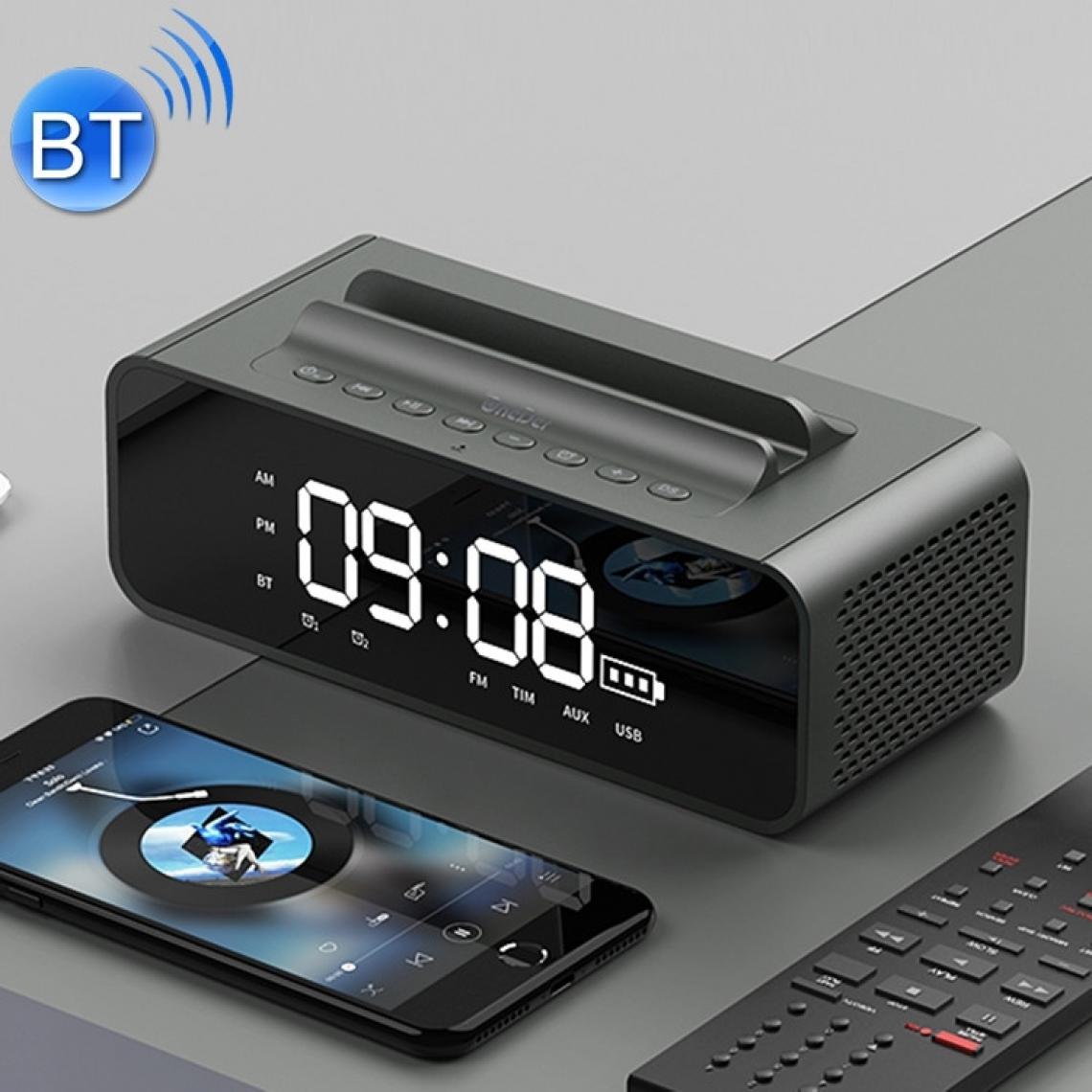 Wewoo - Enceinte Bluetooth Haut-parleur sans fil Oneder V06 Smart Sound Boxréveil à écran LEDprise en charge mains libres et carte FM et TF et lecteur AUX et USB Gris - Enceintes Hifi