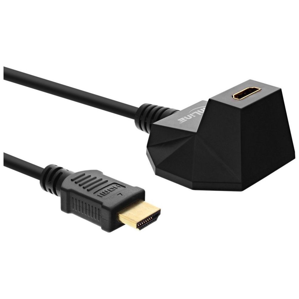 Inline - Station HDMI InLine®, câble HDMI haute vitesse avec Ethernet, M / F, contacts noirs et dorés, 3 m - Câble HDMI