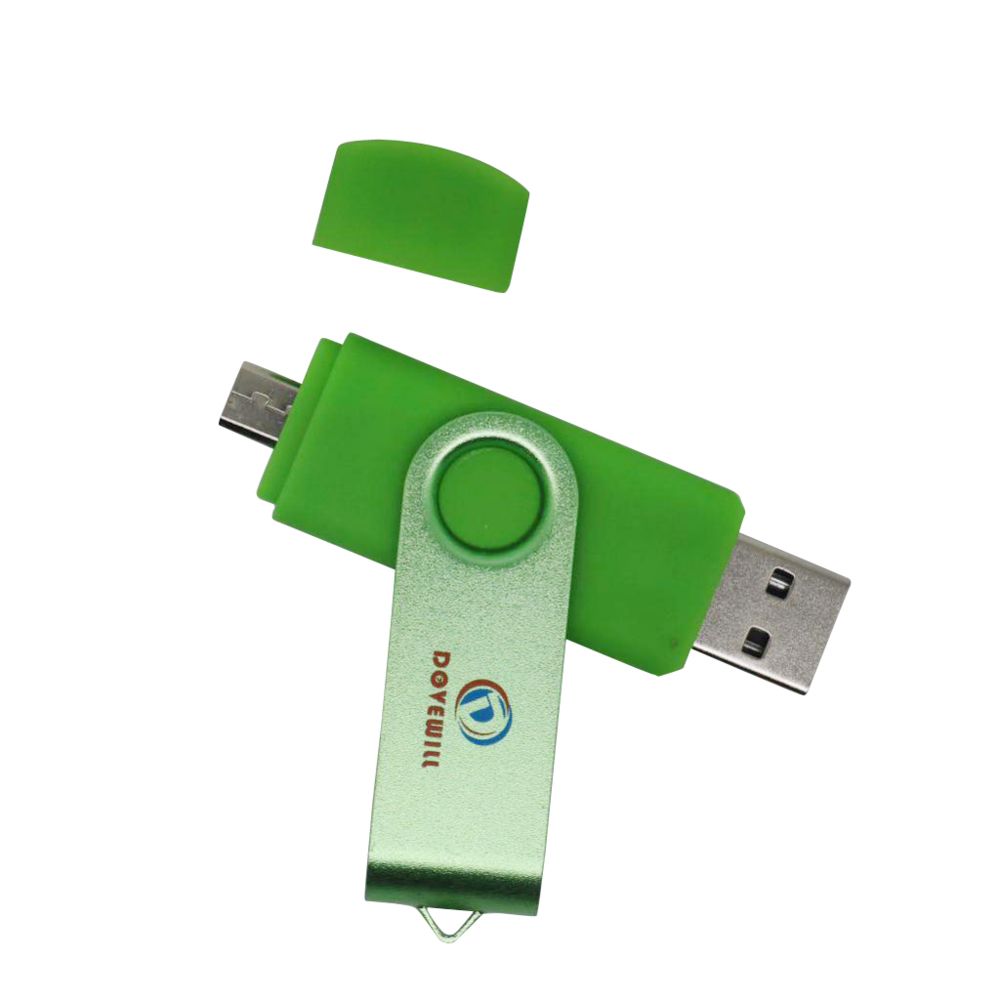 marque generique - Pivotant double micro usb flash stylet lecteur de mémoire pour pc vert 64gb - Clés USB