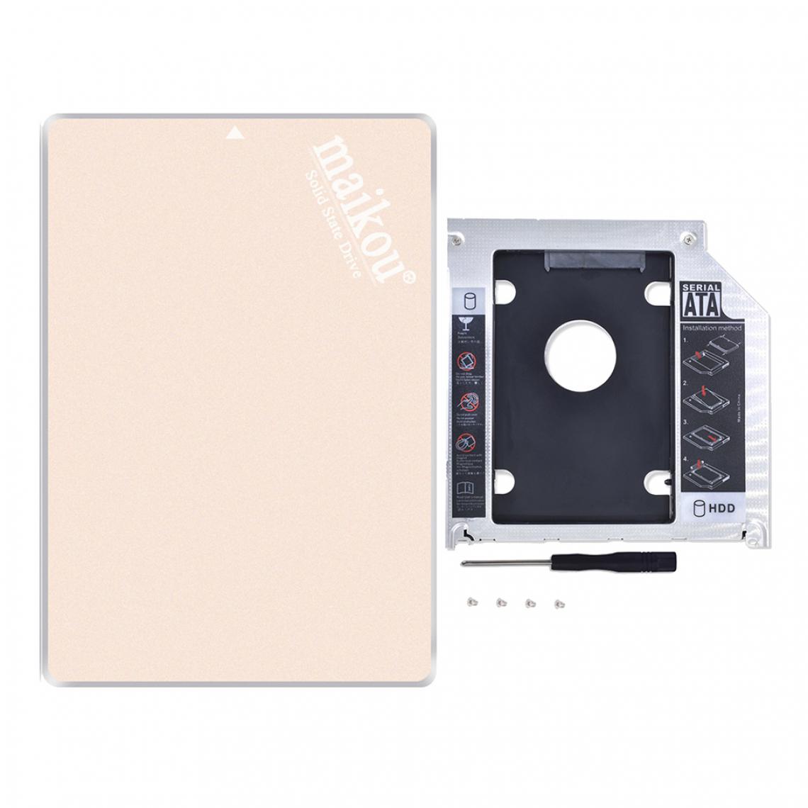 marque generique - 2.5 '' 60G SATA SSD Disque SSD interne + Cadran de baie optique de 9,5 mm, doré - Disque Dur interne