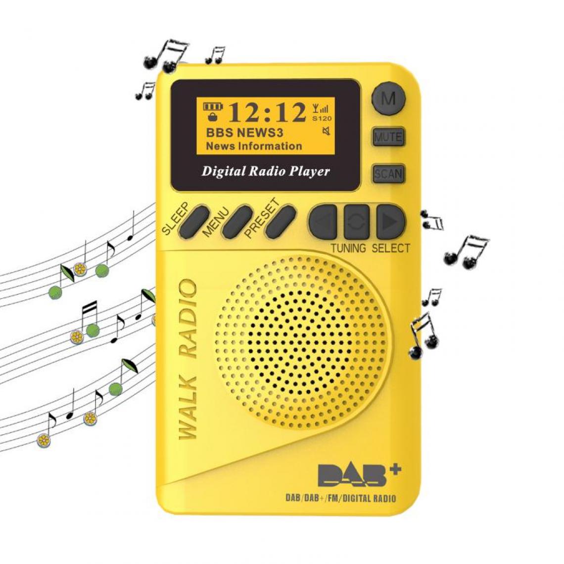 Universal - 2021 Nouveau Mini Pocket AM/FM Radio Meilleure réception Radio portable rechargeable avec lecteur MP3 Support TF Card | Radio(Jaune) - Radio