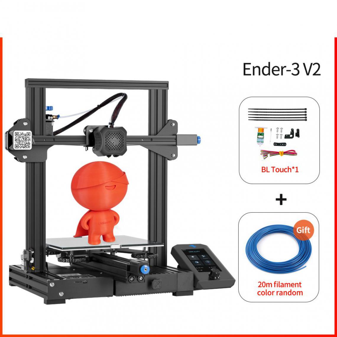 Generic -  imprimante 3D CREALITY 3D Ender-3 V2 – avec à 1 tête d'impression  PLA,  ABS , TP ,  écran Lcd couleur 4.3 pouces et   Bl Touche   47.5 * 47 * 62 cm - Noir  - Imprimante 3D