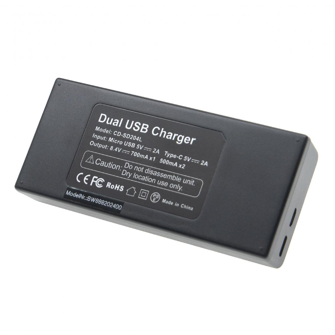 Vhbw - vhbw Chargeur de batterie double USB/micro-USB compatible avec Sony CCD-SC7, CCD-SC7/E appareil photo, DSLR, action-cam + câble micro-USB - Batterie Photo & Video