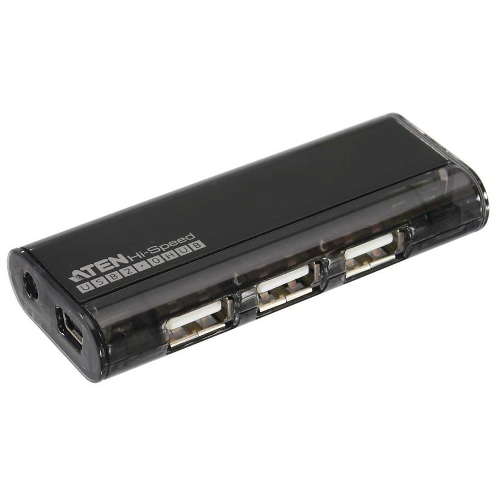 Aten - Mini USB 2.0 4-Port concentrateur, noir, avec solénoïde, sans bloc d'alimentation, Aten UH284Q9Z - Hub