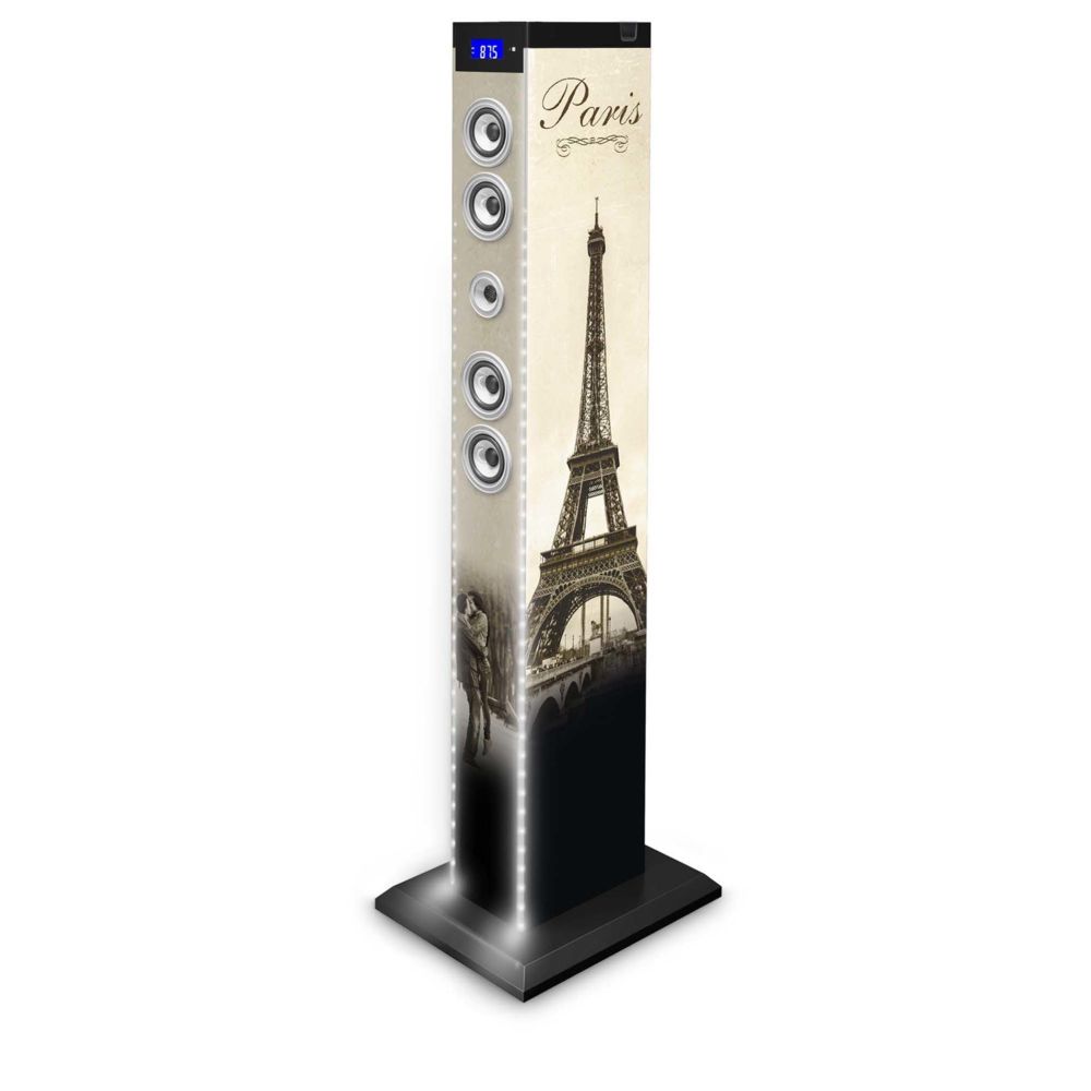 Bigben - TOUR DOUBLE DOCK RADIO USB SD BT DECOR PARIS LED BLANCHES - Enceintes Hifi