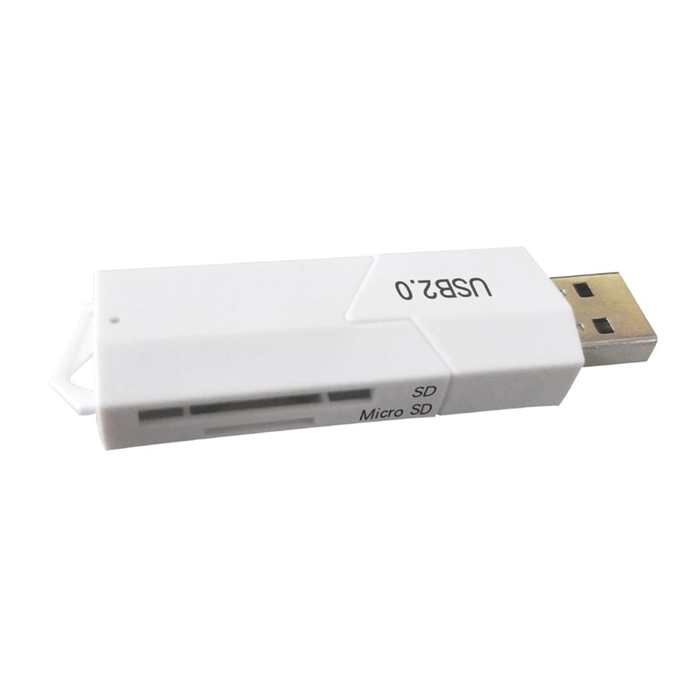 marque generique - Hub USB 2.0 Adaptateur lecteur de carte mémoire flash pour SD / SDHC / SDXC / Micro SD Blanc - Lecteur carte mémoire