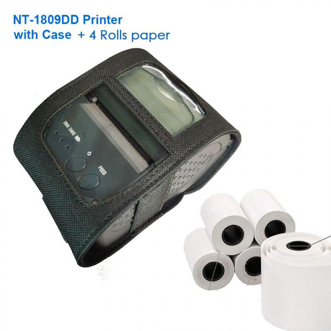 Generic - Imprimante Thermique NETUM 1809DD  Portable de Tickets de Caisse 58mm  ,avec Case et 4 Rouleaux Papier ,  Connexion par  USB  pour Android, iOS, Windows - 40 * 23 * 18.5 - Noir  - Imprimantes d'étiquettes