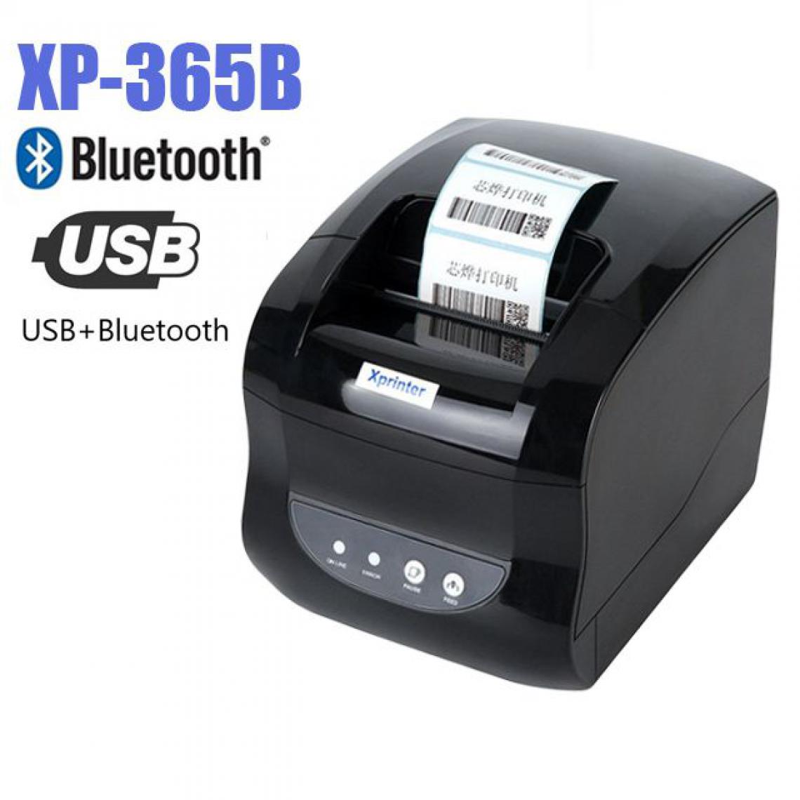 Generic - Imprimante Thermique XP 365B  Portable de Tickets de Caisse 20 à 80 mm , Connexion par  USB et  Bluetooth, pour Windows IOS  - 15.5 * 14.5 * 21 cm  - Noir  - Imprimantes d'étiquettes