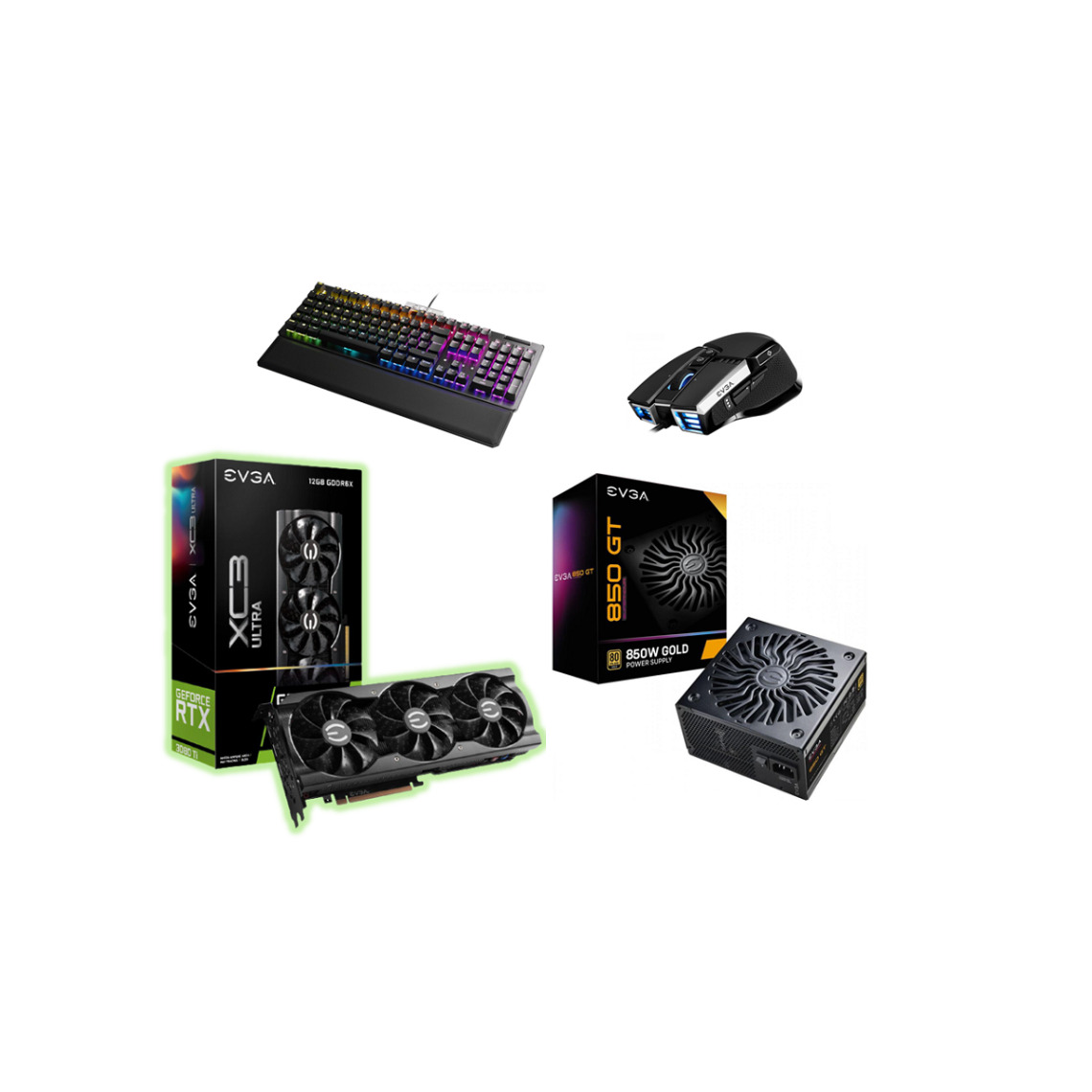Evga - GeForce RTX 3080 - Ti XC3 ULTRA Gaming - 12 Go ARGB LED + Alimentation EVGA 850 GT Supernova - 850W - Gold + Z15 - Mécanique + X17 - Noir - Carte Graphique NVIDIA