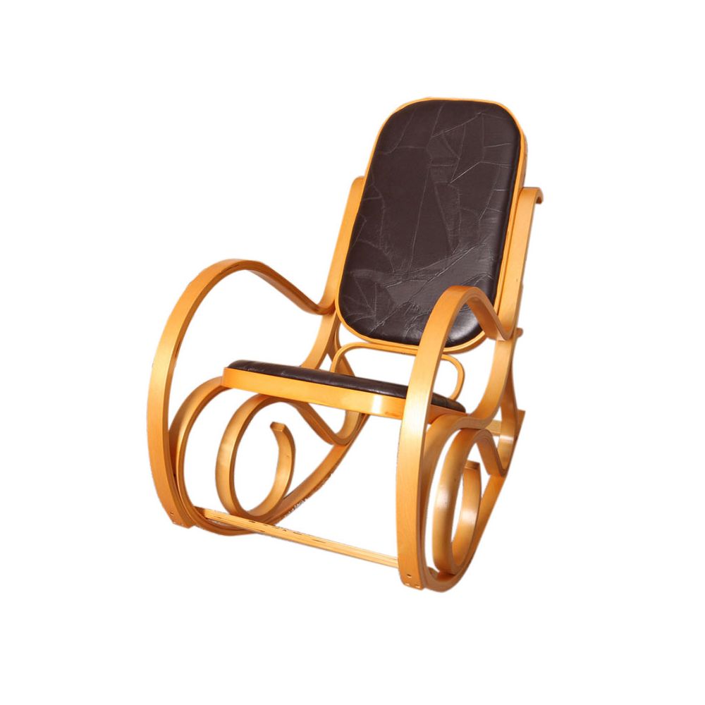 Mendler - Rocking-chair, fauteuil à bascule M41, imitation bois de chêne, assise en cuir Patchwork, marron - Fauteuils