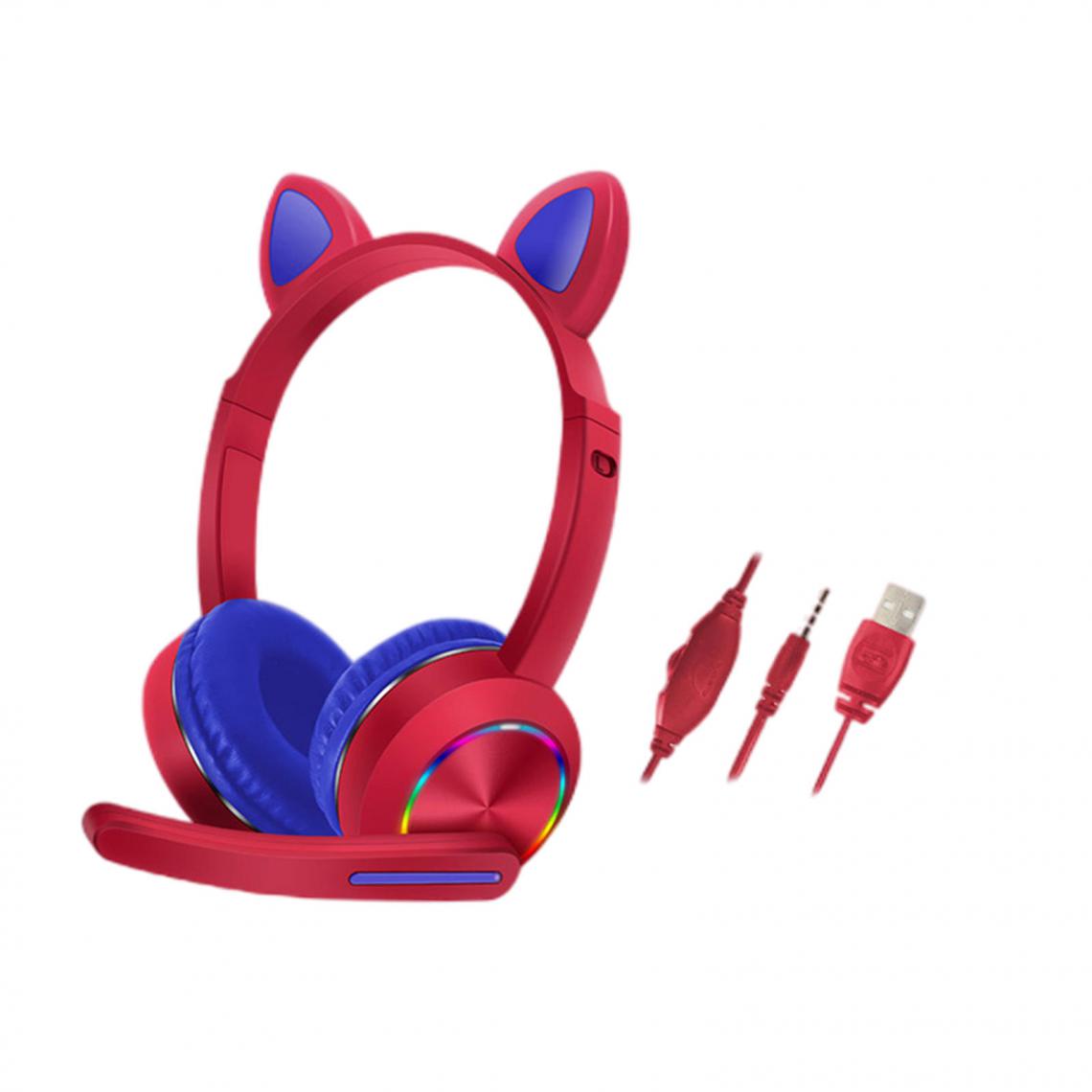 marque generique - Casque de jeu stéréo avec oreilles de chat mignon - Micro-Casque