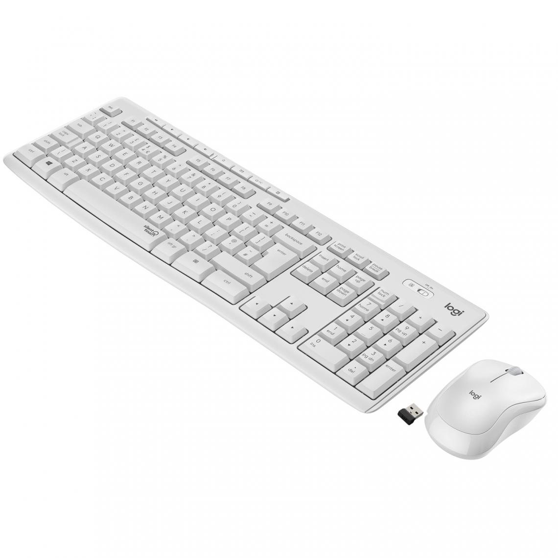 Logitech - Logitech MK295 Silent Wireless Combo clavier RF sans fil QWERTY Anglais Blanc - Clavier