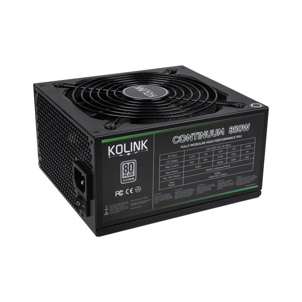 Kolink - Kolink Continuum 80 Plus Platinum , modulaire - 850 Watt - Alimentation non modulaire