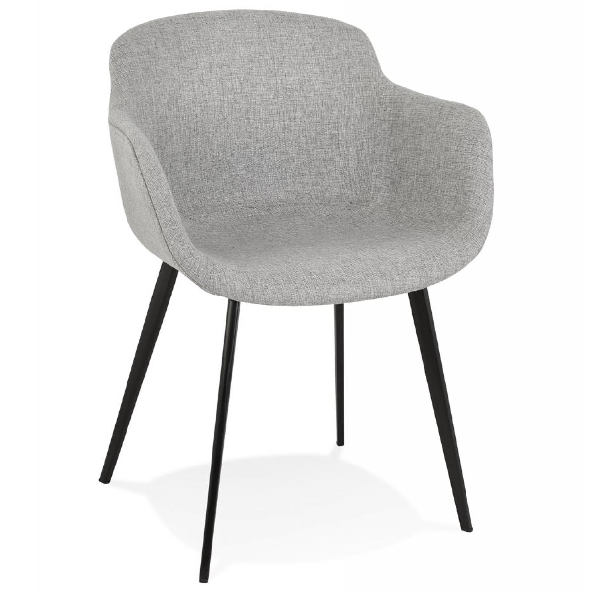 Alterego - Chaise avec accoudoirs 'RIGA' en tissu gris clair - Chaises