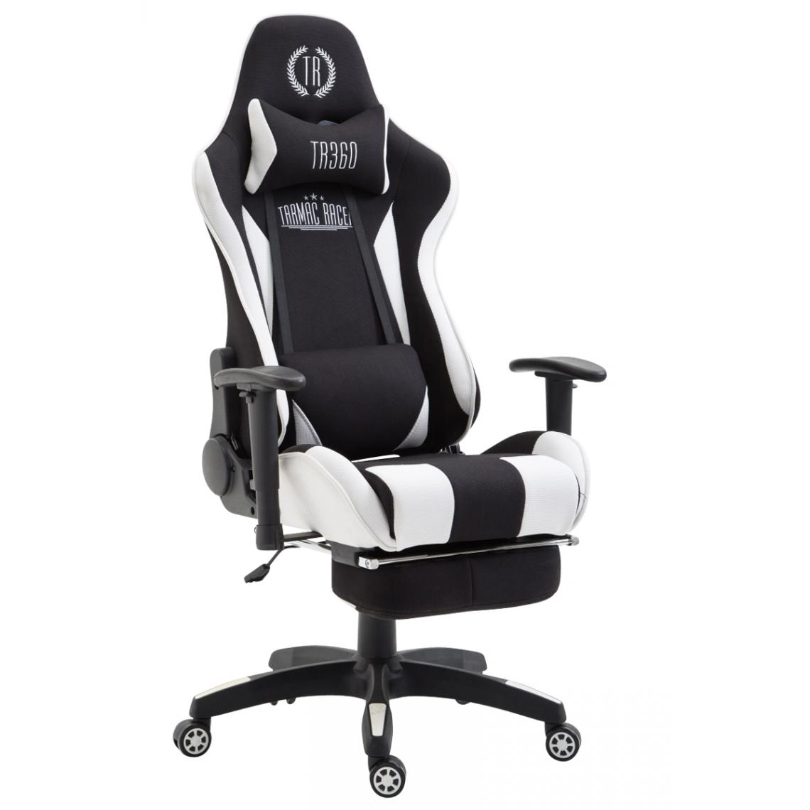 Icaverne - Stylé Chaise de bureau selection Palikir en tissu avec repose-pieds couleur noir et blanc - Chaises