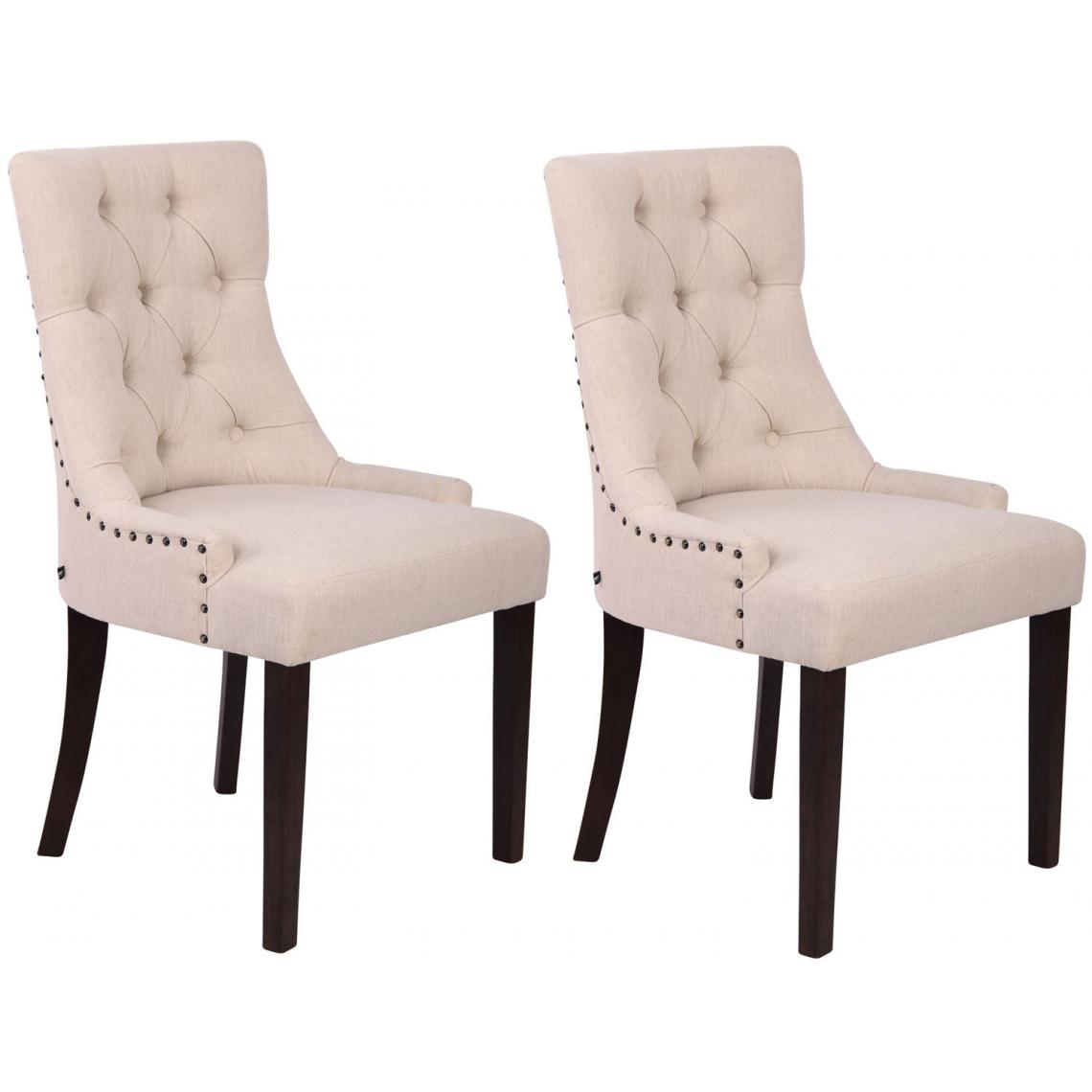 Icaverne - Esthetique Lot de 2 chaises de salle à manger tissu reference Athènes antique couleur crème - Chaises