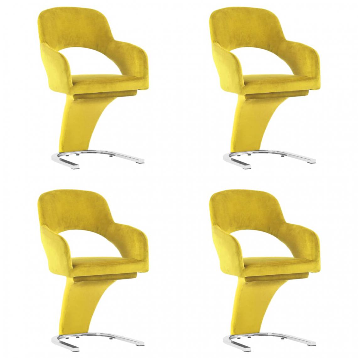 Icaverne - Moderne Fauteuils et chaises collection Nuku?alofa Chaises de salle à manger 4 pcs Jaune Velours - Chaises