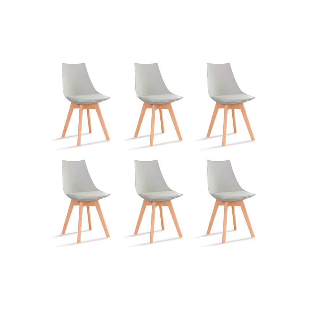 Designetsamaison - Lot de 6 chaises scandinaves grises - Prague - Chaises