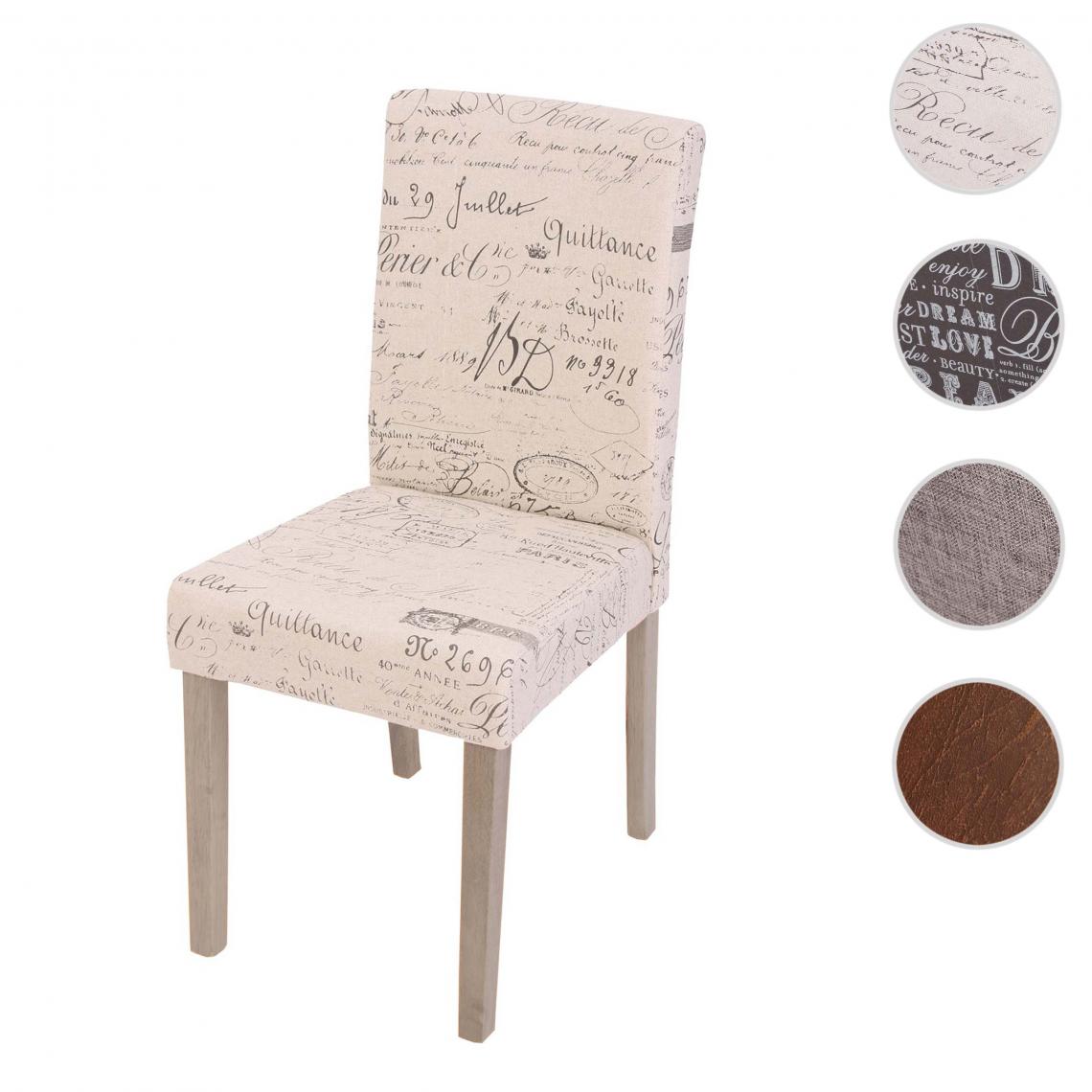 Mendler - Chaise de salle à manger Littau, chaise de cuisine, tissu/textile ~ crème d'écriture, pieds marron - Chaises