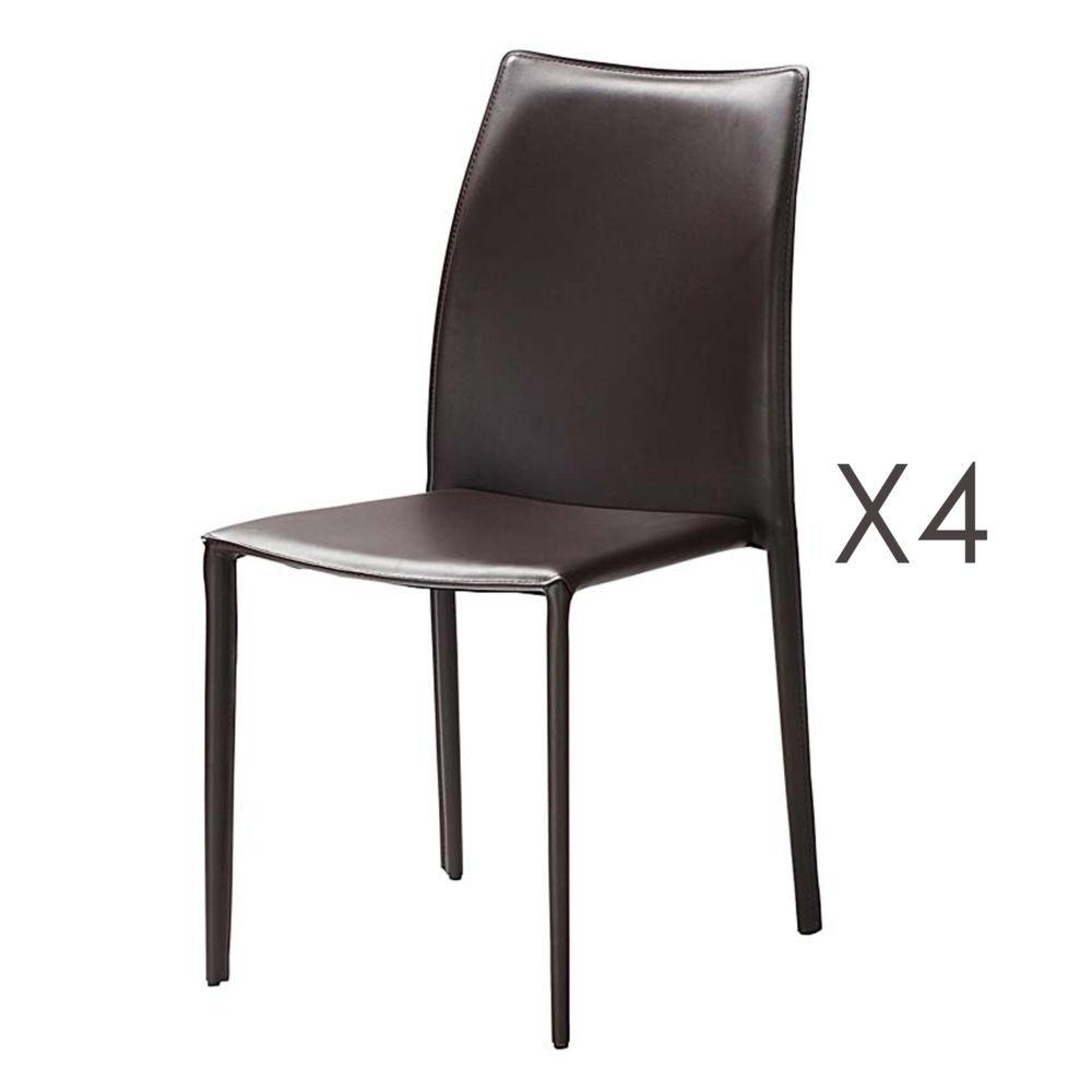 marque generique - Lot de 4 chaises repas coloris marron - KIMY - Chaises