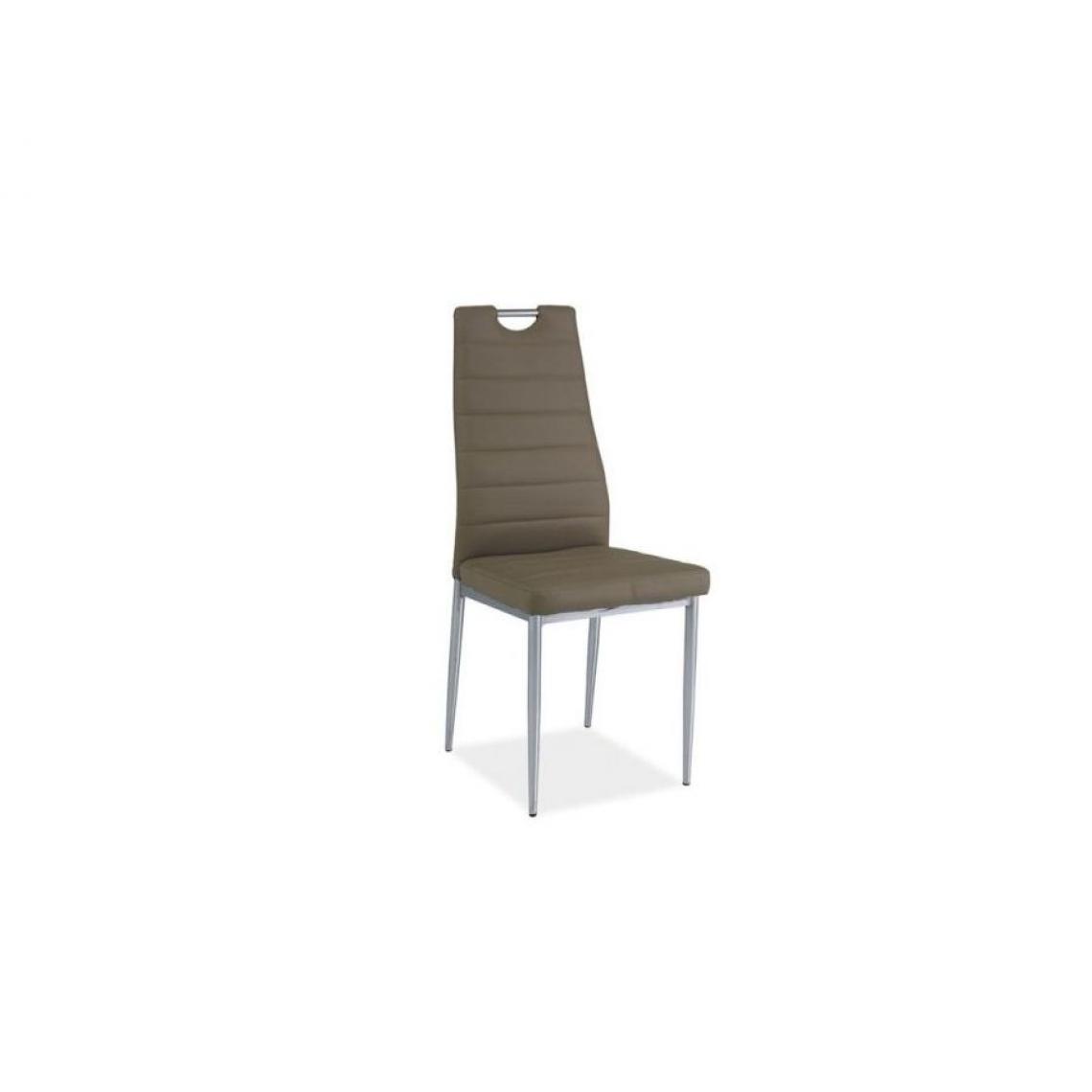 Hucoco - INAYA | Chaise style minimaliste salle à manger bureau | Dimensions : 96x40x38cm | Rembourrage en cuir écologique | Dossier profilé - Khaki - Chaises