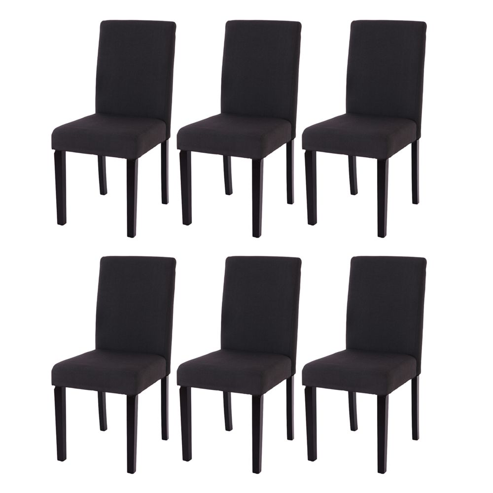 Mendler - Lot de 6 chaises de séjour Littau, tissu noir, pieds foncés - Chaises