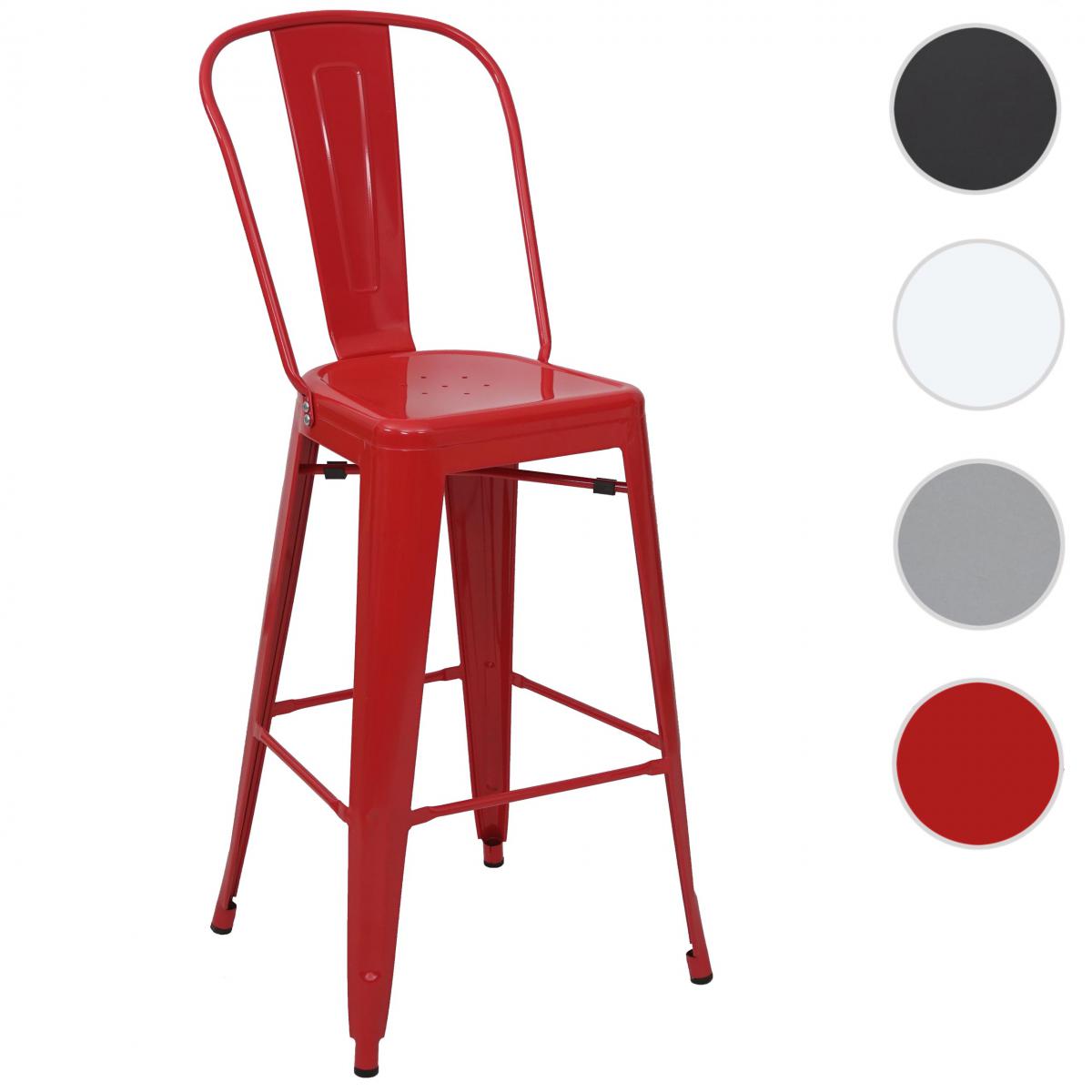 Mendler - tabouret de bar HWC-A73, chaise de comptoir, métal, empilable, design industriel ~ rouge - Tabourets