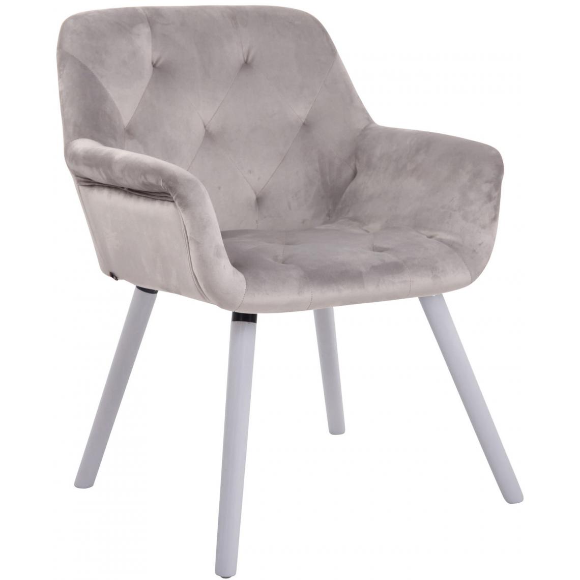 Icaverne - Moderne Chaise de salle à manger ligne Khartoum velours blanc (chêne) couleur gris - Chaises