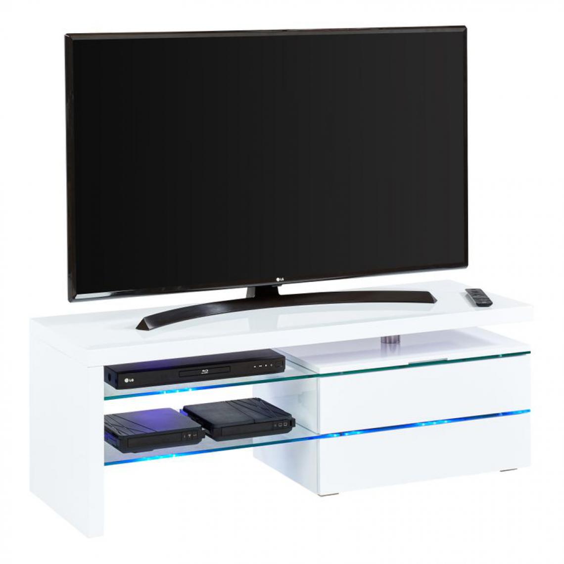 But - Meuble TV avec led intégrée SKY 3 Blanc laqué - Meubles TV, Hi-Fi