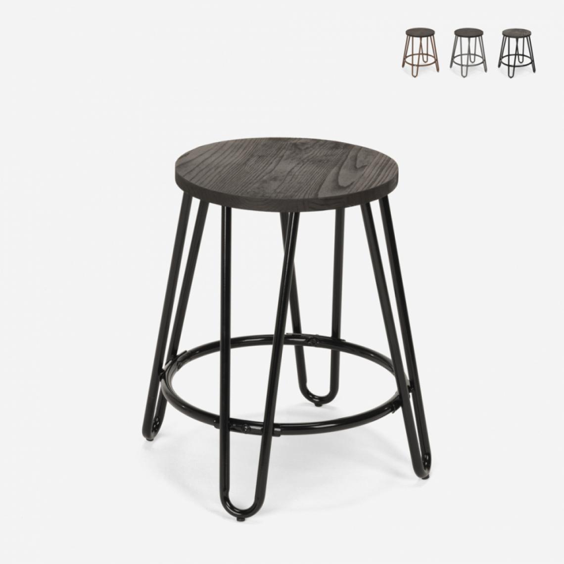 Ahd Amazing Home Design - Tabouret en métal design industriel pour bars restaurants cuisines Carbon One, Couleur: Noir - Tabourets