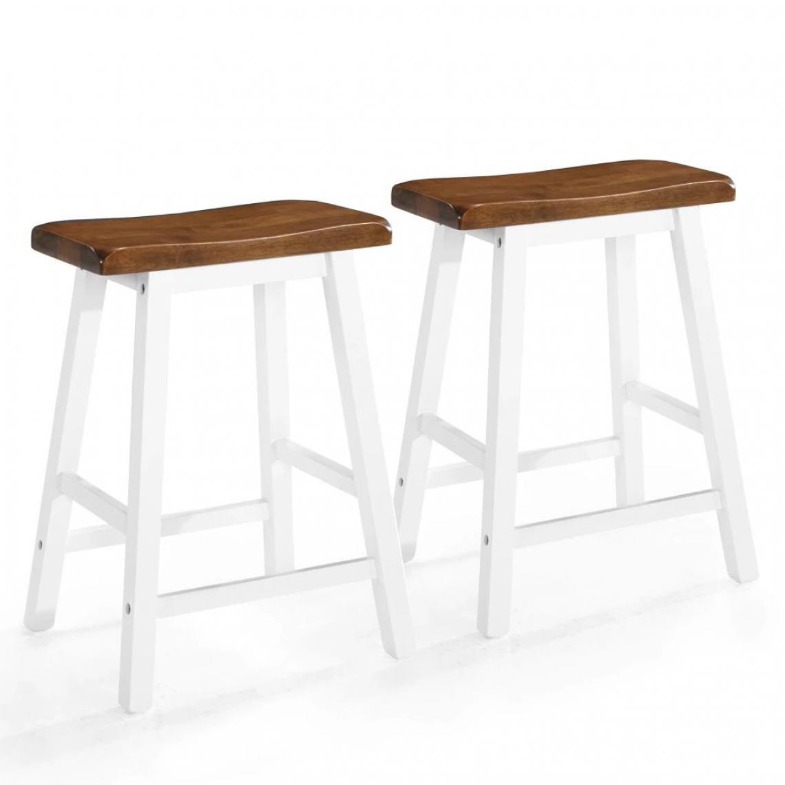 Helloshop26 - Lot de deux tabourets de bar design chaise siège bois massif 1202055 - Tabourets