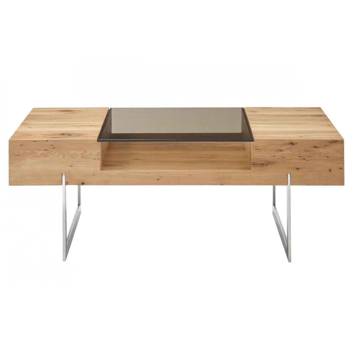 Pegane - Table basse en chêne noueux / verre bronze - L.110 x H.40 x P.60 cm - Tables basses