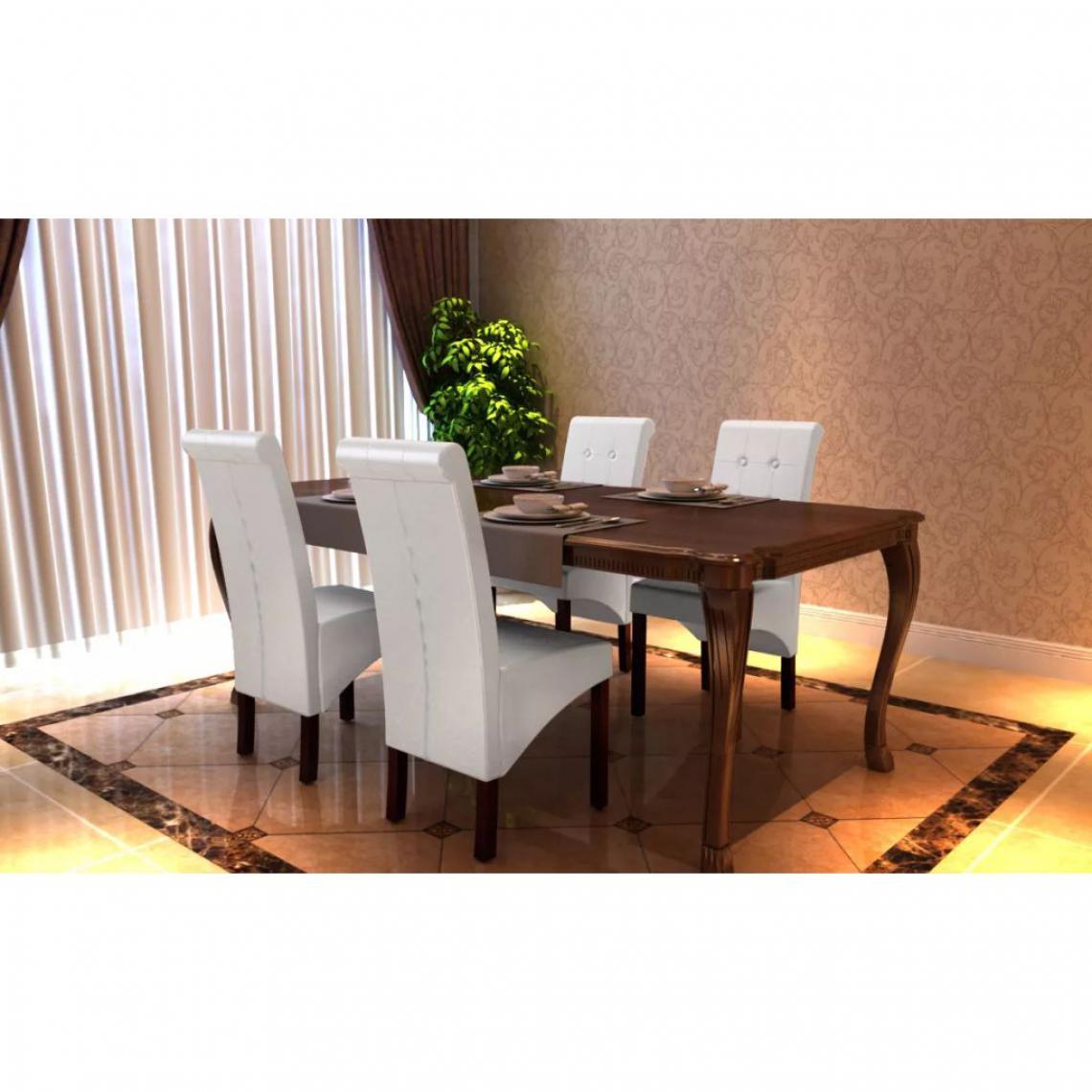 Chunhelife - Chaises de salle à manger 4 pcs Blanc Similicuir - Chaises