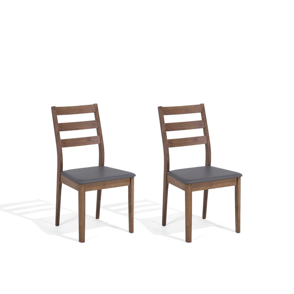 Beliani - Beliani Lot de 2 chaises de salle à manger en bois d'hévéa gris MODESTO - marron - Chaises