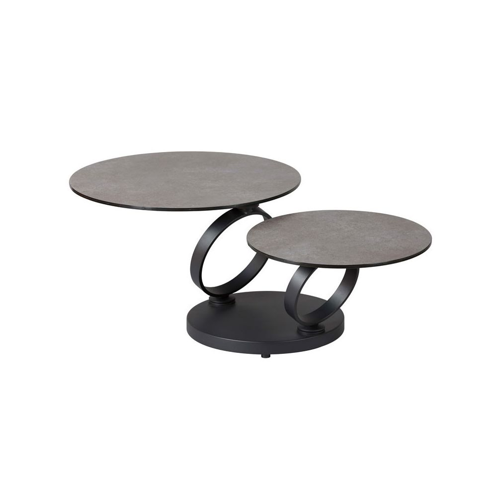 Tousmesmeubles - Table basse articulée Métal/Verre céramique gris foncé - VERRO - Tables basses