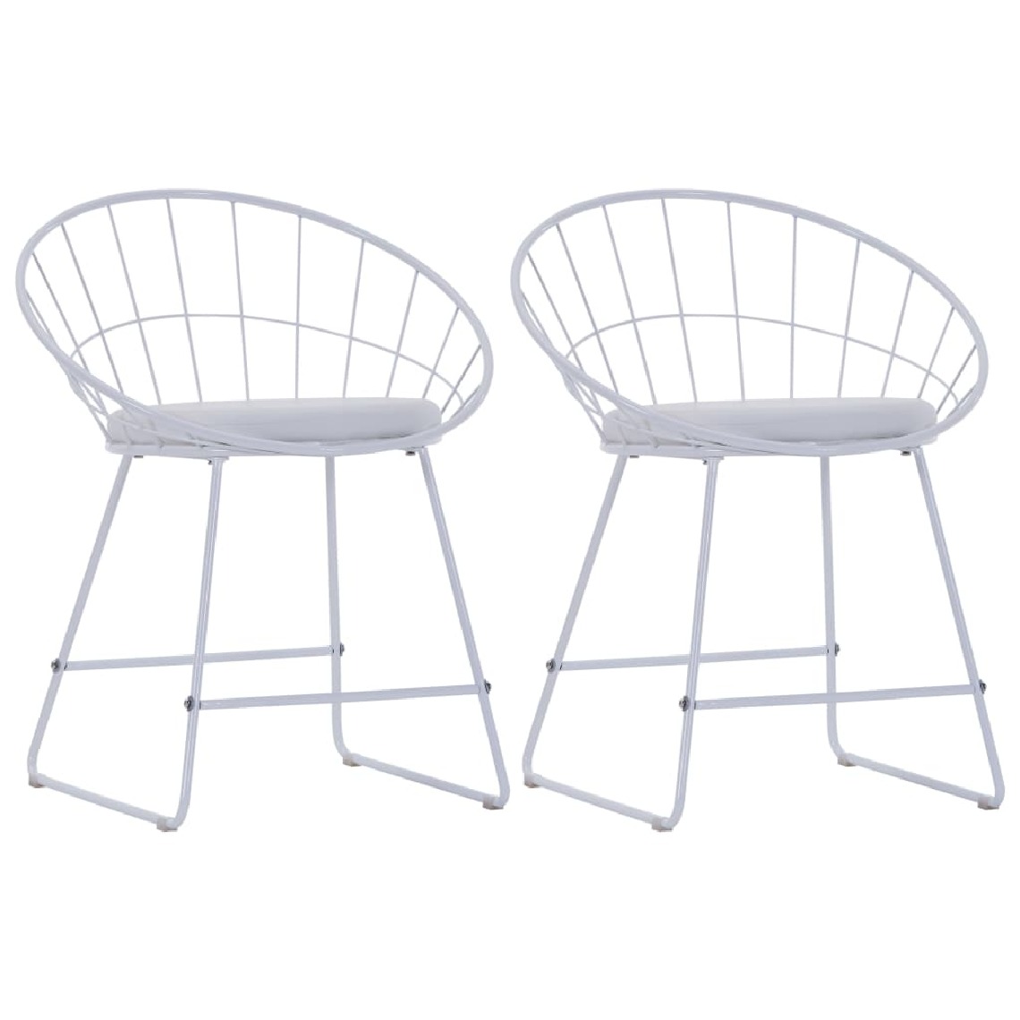 Helloshop26 - Lot de deux chaises de salle à manger siège en similicuir blanc acier 1902233 - Chaises